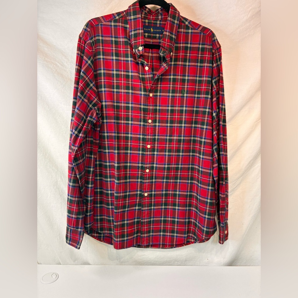 Ralph Lauren Red and Green Plaid Men's Shirt